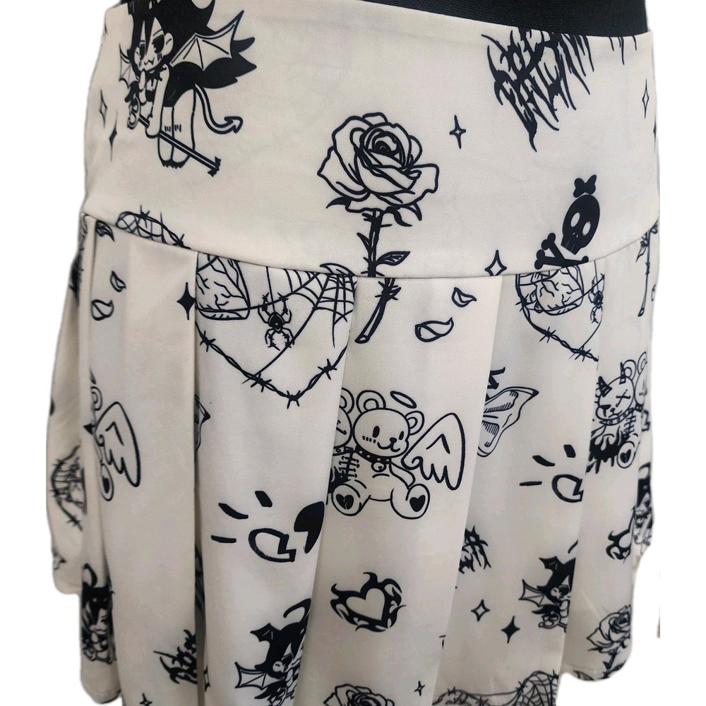 Romwe pleated mini skirt Cute Goth Mall Witchy Kawaii School Girl Punk White - Picture 3 of 12
